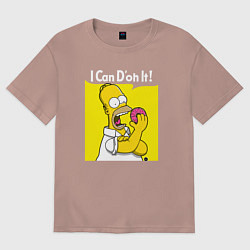 Футболка оверсайз женская Гомер с пончиком, цвет: пыльно-розовый