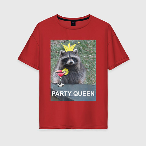 Женская футболка оверсайз Королева вечеринки / Красный – фото 1
