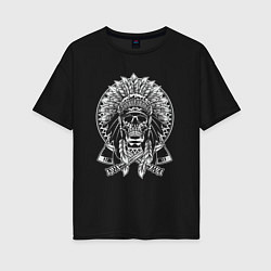 Футболка оверсайз женская Indian skeletor, цвет: черный