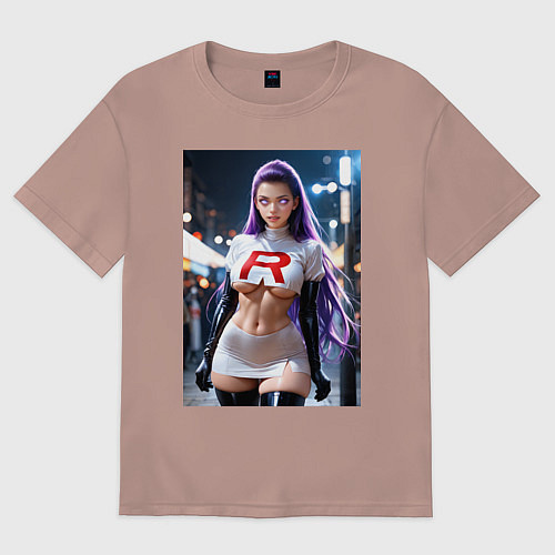 Женская футболка оверсайз Джесси Команда R Покемон / Пыльно-розовый – фото 1