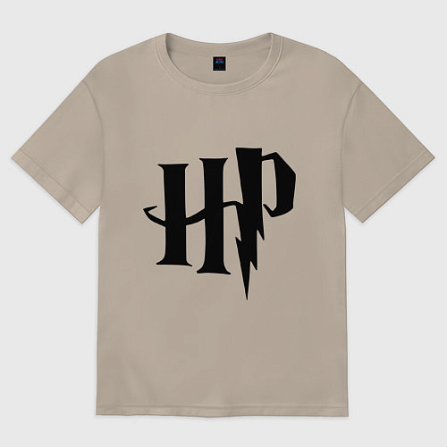 Женская футболка оверсайз Гарри Поттер - логотип / Миндальный – фото 1