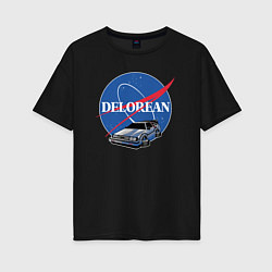 Футболка оверсайз женская Space delorean, цвет: черный