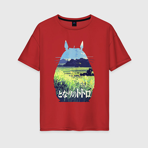 Женская футболка оверсайз Nature Totoro / Красный – фото 1
