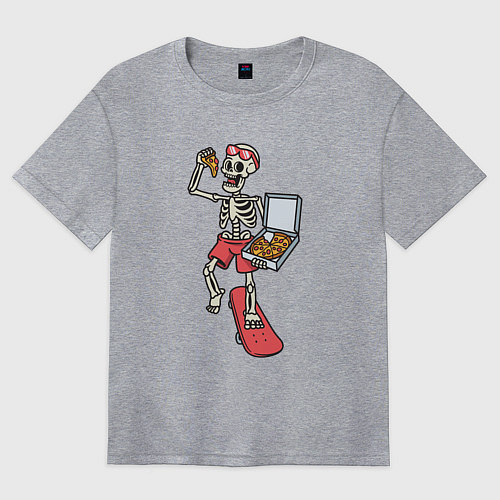 Женская футболка оверсайз Скейтер с пиццей / Меланж – фото 1