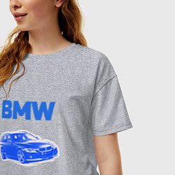 Футболка оверсайз женская Blue bmw, цвет: меланж — фото 2