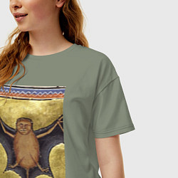 Футболка оверсайз женская Страдающее средневековье летучая мышь мем, цвет: авокадо — фото 2