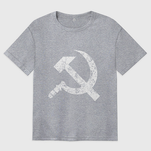 Женская футболка оверсайз Серп и молот символ / Меланж – фото 1