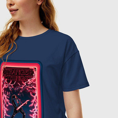 Женская футболка оверсайз Stranger Things - Eddie Munson / Тёмно-синий – фото 3