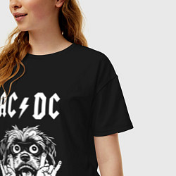Футболка оверсайз женская AC DC rock dog, цвет: черный — фото 2