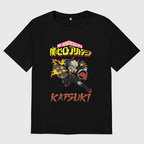 Женская футболка оверсайз Моя геройская академия Кацуки / Черный – фото 1
