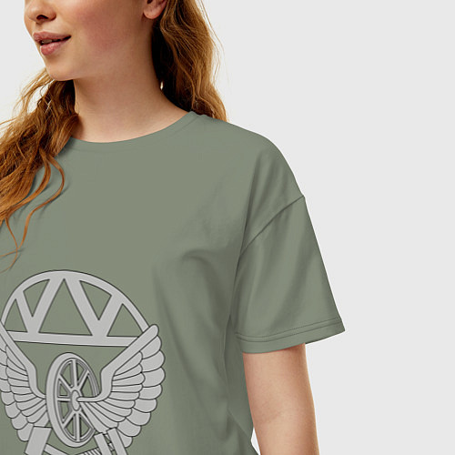 Женская футболка оверсайз Железнодорожные войска: эмблема / Авокадо – фото 3