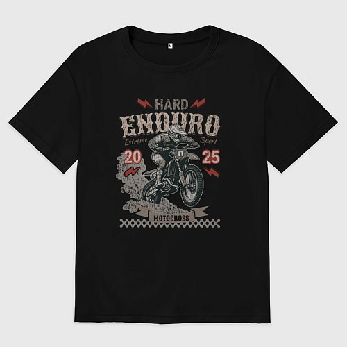 Женская футболка оверсайз Мотоцикл Хард эндуро, экстремальная езда / Черный – фото 1