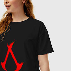 Футболка оверсайз женская Assassins creed - shadows logotype, цвет: черный — фото 2