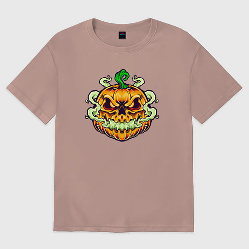 Женская футболка оверсайз Evil pumpkin / Пыльно-розовый – фото 1