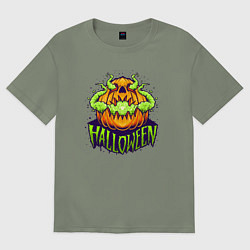 Футболка оверсайз женская Halloween pumpkin, цвет: авокадо