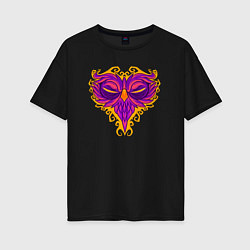 Футболка оверсайз женская Violet owl, цвет: черный