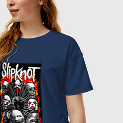 Футболка оверсайз женская Слипкнот огненный, цвет: тёмно-синий — фото 2
