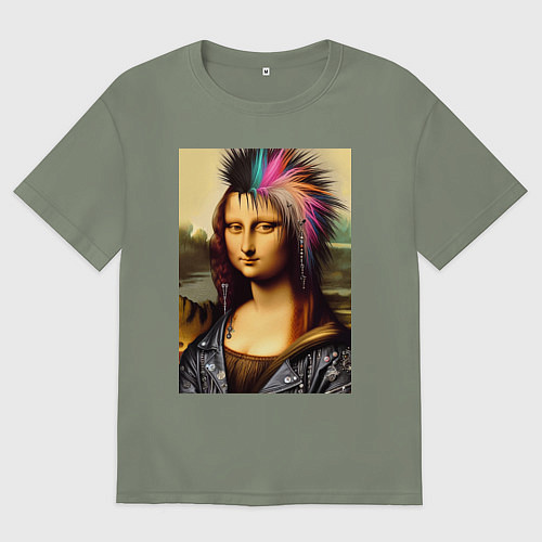 Женская футболка оверсайз Mona Lisa - punks not dead / Авокадо – фото 1