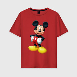 Футболка оверсайз женская Микки - мышь, цвет: красный