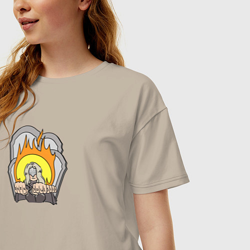 Женская футболка оверсайз Fire keeper / Миндальный – фото 3