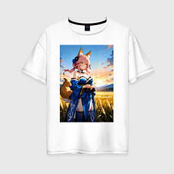 Футболка оверсайз женская Tamamo no Mae Fate Grand Order, цвет: белый