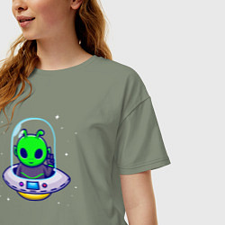 Футболка оверсайз женская Полёт пришельца, цвет: авокадо — фото 2