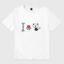 Футболка оверсайз женская Я люблю кошек, цвет: белый