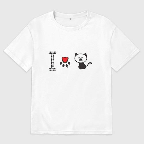 Женская футболка оверсайз Я люблю кошек / Белый – фото 1