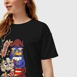 Футболка оверсайз женская Flapjack - rainbow, цвет: черный — фото 2