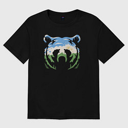 Футболка оверсайз женская Башкирский медведь, цвет: черный