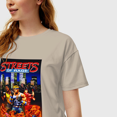 Женская футболка оверсайз Streets of rage - bare knuckle / Миндальный – фото 3