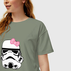 Футболка оверсайз женская Женский шлем имперского солдата - для пары, цвет: авокадо — фото 2