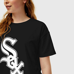 Футболка оверсайз женская Chicago white sox - baseball, цвет: черный — фото 2