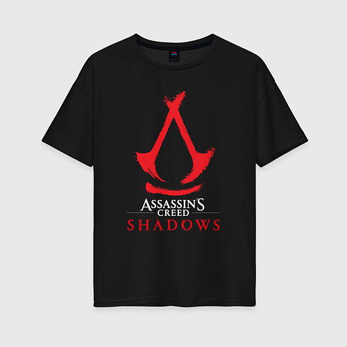 Женская футболка оверсайз Assassins Creed Shadows - badge / Черный – фото 1