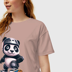 Футболка оверсайз женская Cool panda on a skateboard - extreme, цвет: пыльно-розовый — фото 2