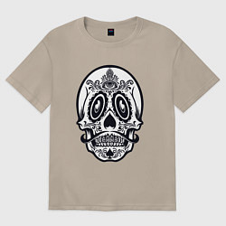 Футболка оверсайз женская Skull Mexico, цвет: миндальный