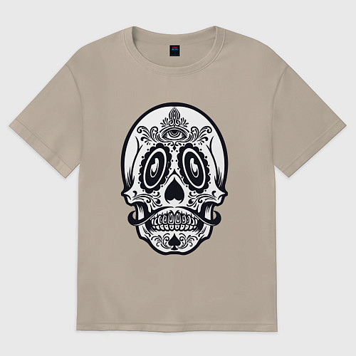 Женская футболка оверсайз Skull Mexico / Миндальный – фото 1