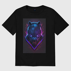 Женская футболка оверсайз Черная пантера маска