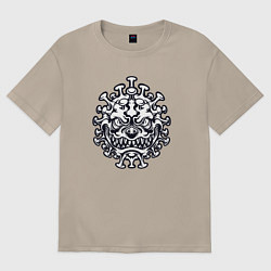 Футболка оверсайз женская Монстр вирус, цвет: миндальный