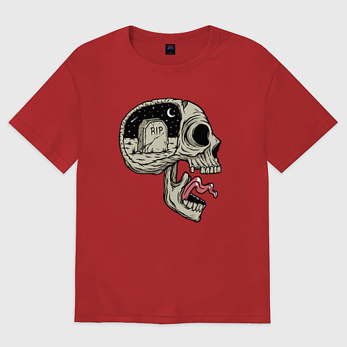 Женская футболка оверсайз Крик черепа / Красный – фото 1