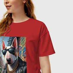 Футболка оверсайз женская Булли - смотрящий района, цвет: красный — фото 2