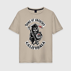 Футболка оверсайз женская Sons of anarchy - logo, цвет: миндальный