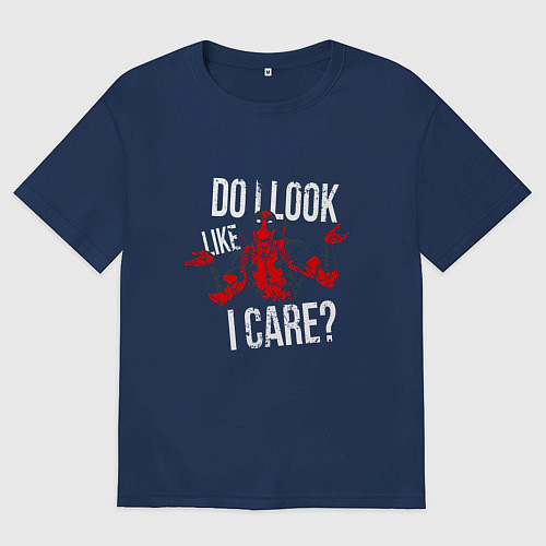 Женская футболка оверсайз Do i look like i care - дэдпул / Тёмно-синий – фото 1