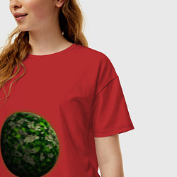 Футболка оверсайз женская Планета арт, зеленая, цвет: красный — фото 2