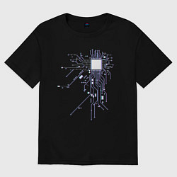 Футболка оверсайз женская Сердце хакера, цвет: черный