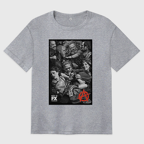 Женская футболка оверсайз Sons Of Anarchy all / Меланж – фото 1