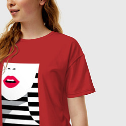 Футболка оверсайз женская Поп -арт морячка, цвет: красный — фото 2