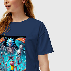 Футболка оверсайз женская Skeleton Rick and Morty - ai art fantasy, цвет: тёмно-синий — фото 2