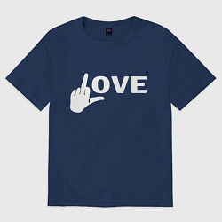 Футболка оверсайз женская Love - fuck, цвет: тёмно-синий
