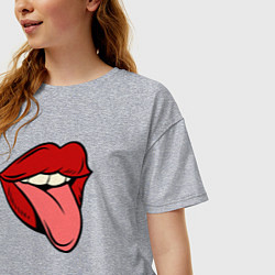 Футболка оверсайз женская Girl lips, цвет: меланж — фото 2